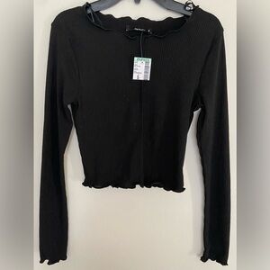 Papaya Elegant Black Long Sleeve Top